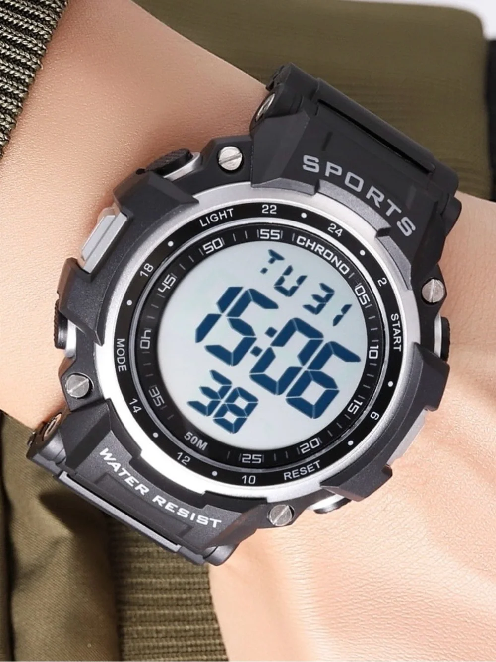 George Men's Digital Sport Wristwatch Plastic Strap